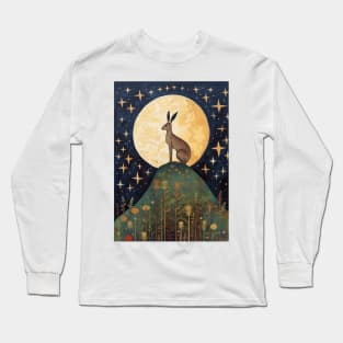 Moonlit Reverie: The Hare's Serenity Long Sleeve T-Shirt